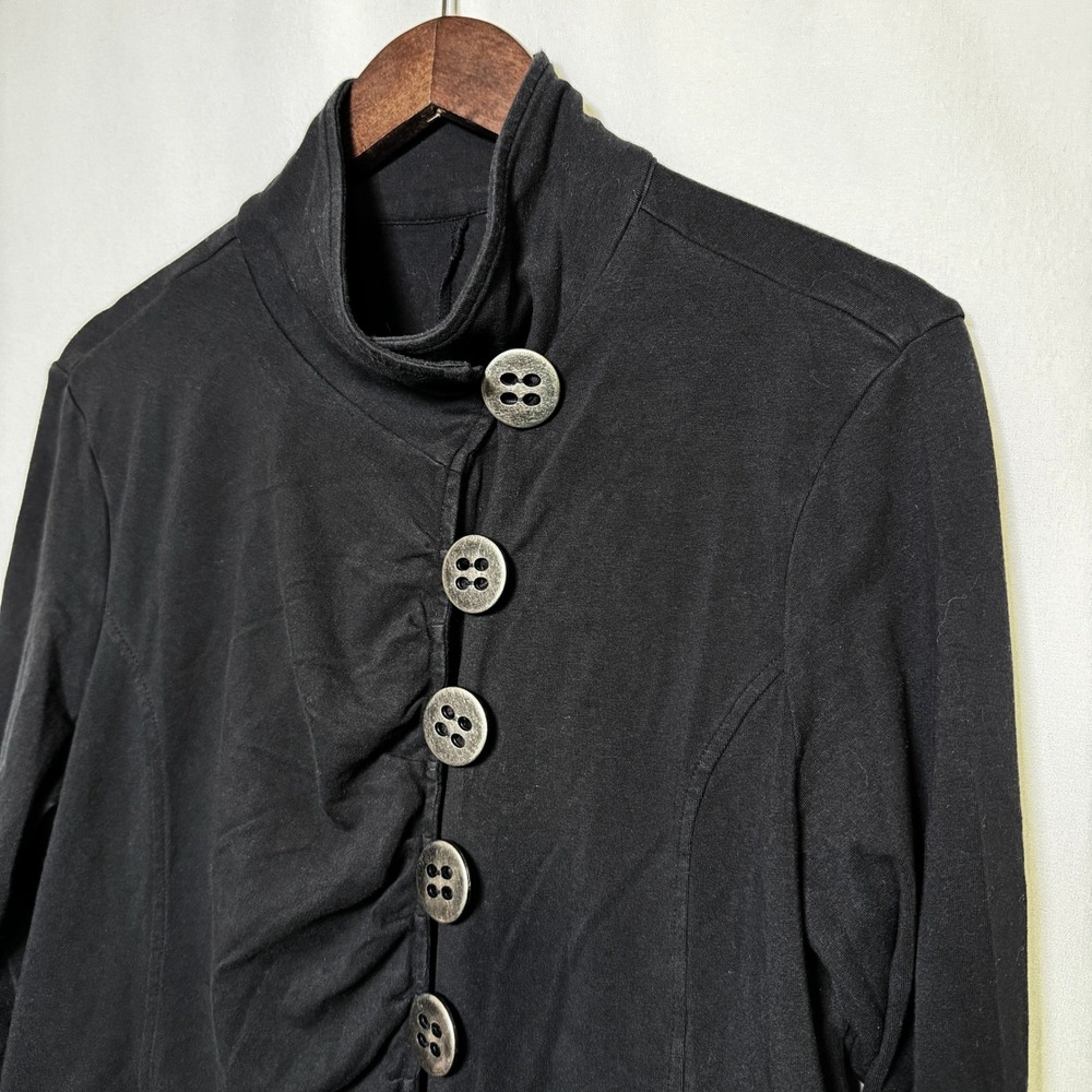 Neon Buddha Womens XL Black Button Front Artsy Lagenlook Funnel Neck Jacket